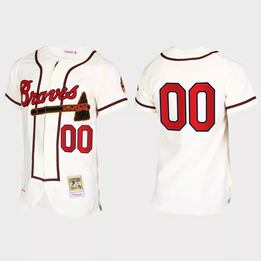 Custom Atlanta Braves Throwback Authentic Jersey – Cream