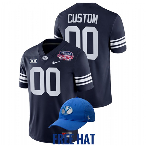 Custom BYU Cougars Navy 2021 Independence Bowl CFP Jersey
