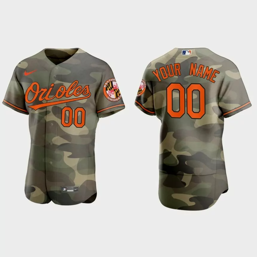 Custom Baltimore Orioles 2021 National Armed Forces Day Authentic Jersey – Camo