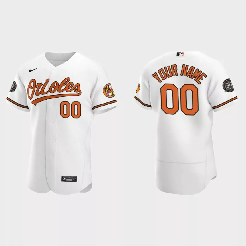 Custom Baltimore Orioles 30th Anniversary Authentic Jersey – White