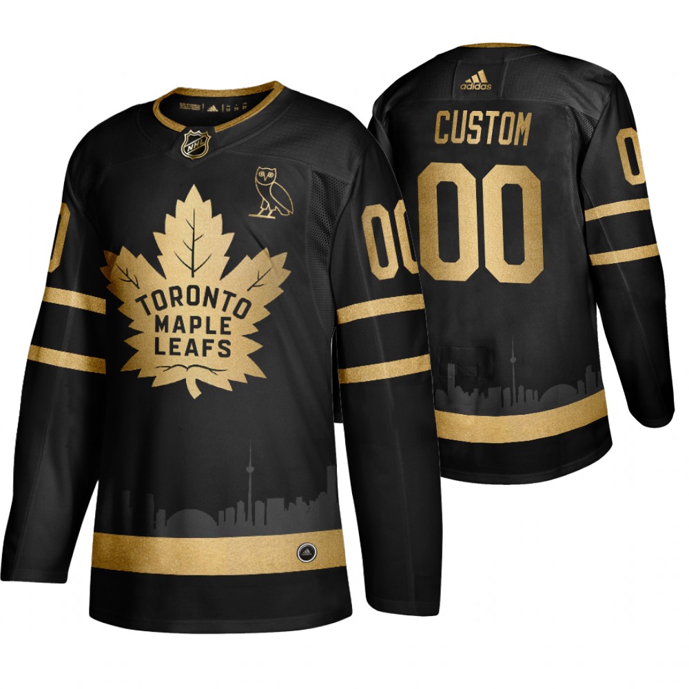 Custom Black Golden Limited Edition MAPLE LEAFS × OVO Jersey