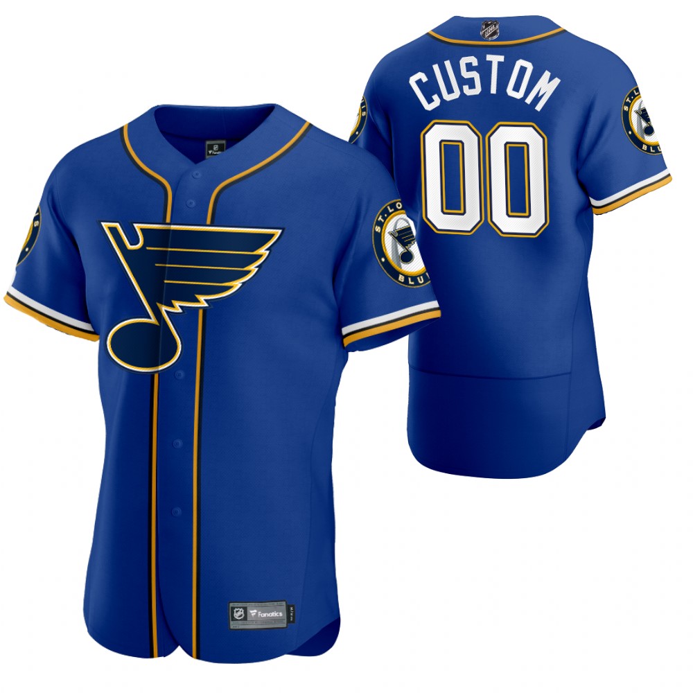 Custom Blues 2020 NHL X MLB Crossover Baseball Jersey Royal