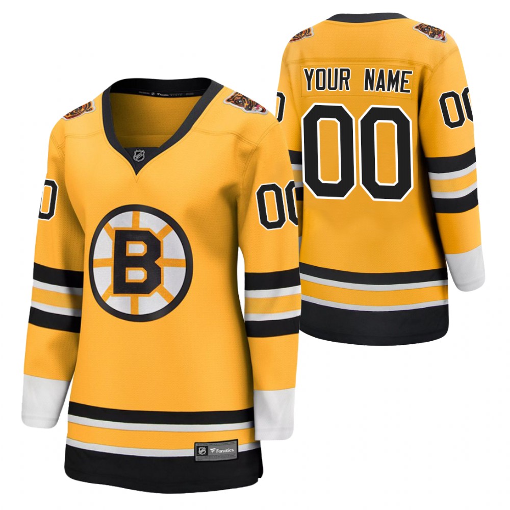 Custom Boston Bruins 2021 Special Edition Gold Women Jersey