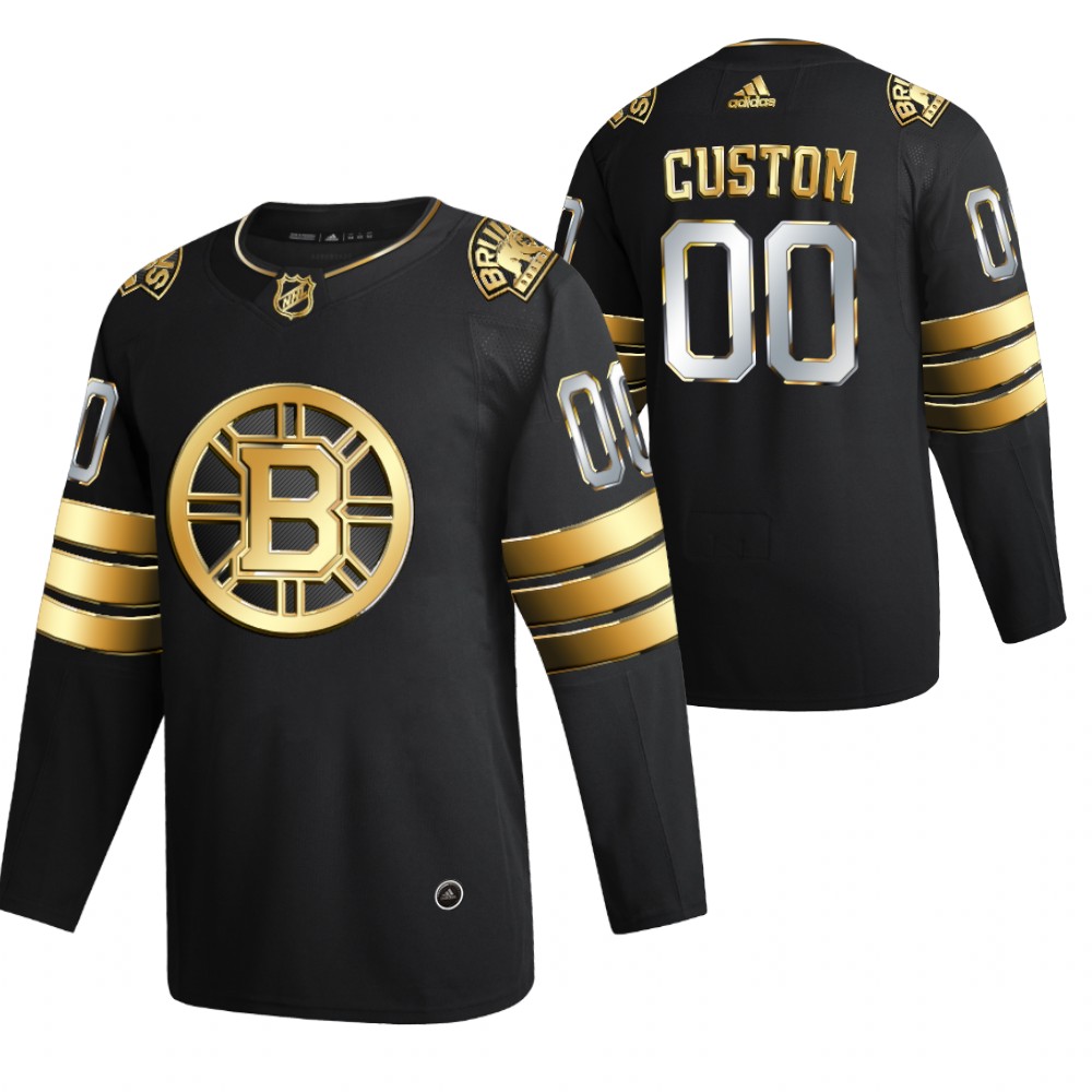Custom Boston Bruins Black 2021 Golden Edition Jersey Limited Authentic