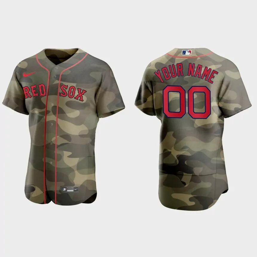 Custom Boston Red Sox 2021 National Armed Forces Day Authentic Jersey – Camo