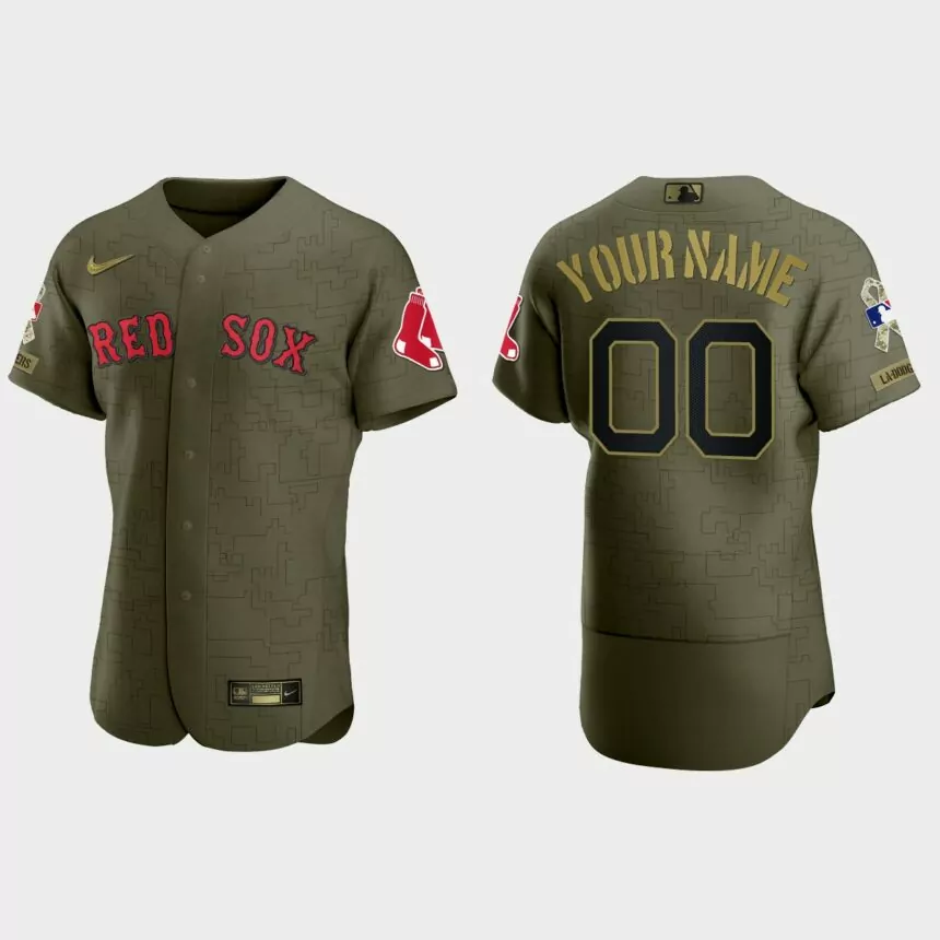 Custom Boston Red Sox 2021 Salute to Service Digital Camo Jersey – Green