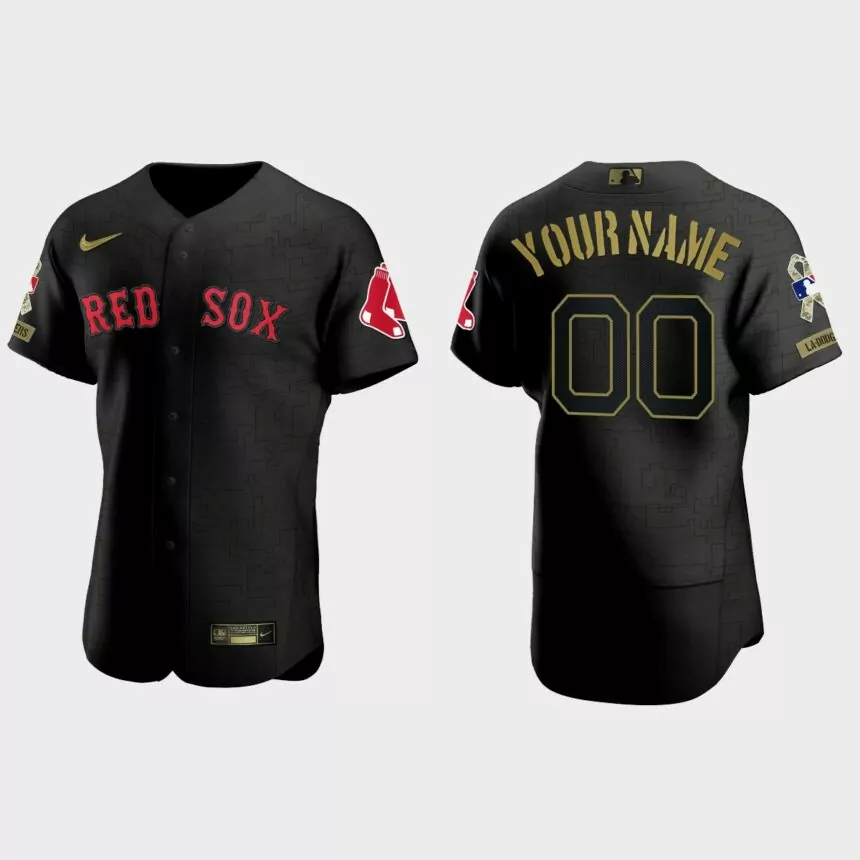 Custom Boston Red Sox 2021 Salute to Service Jersey – All Black