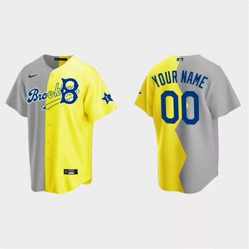 Custom Brooklyn Dodgers 2022 Celebrity Softball Game Split Jersey – Gray Yellow.jpg