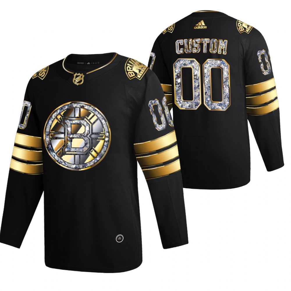 Custom Bruins #00 Black Diamond Edition 2022 Stanley Cup Playoffs Jersey