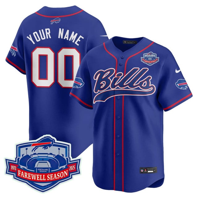 Custom Buffalo Bills 2025 Baseball   Jersey All Stitched  Royal