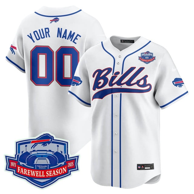Custom Buffalo Bills 2025 Baseball   Jersey All Stitched  White
