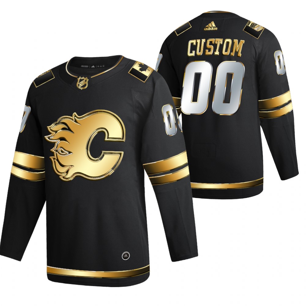 Custom Calgary Flames Black 2021 Golden Edition Jersey Limited Authentic