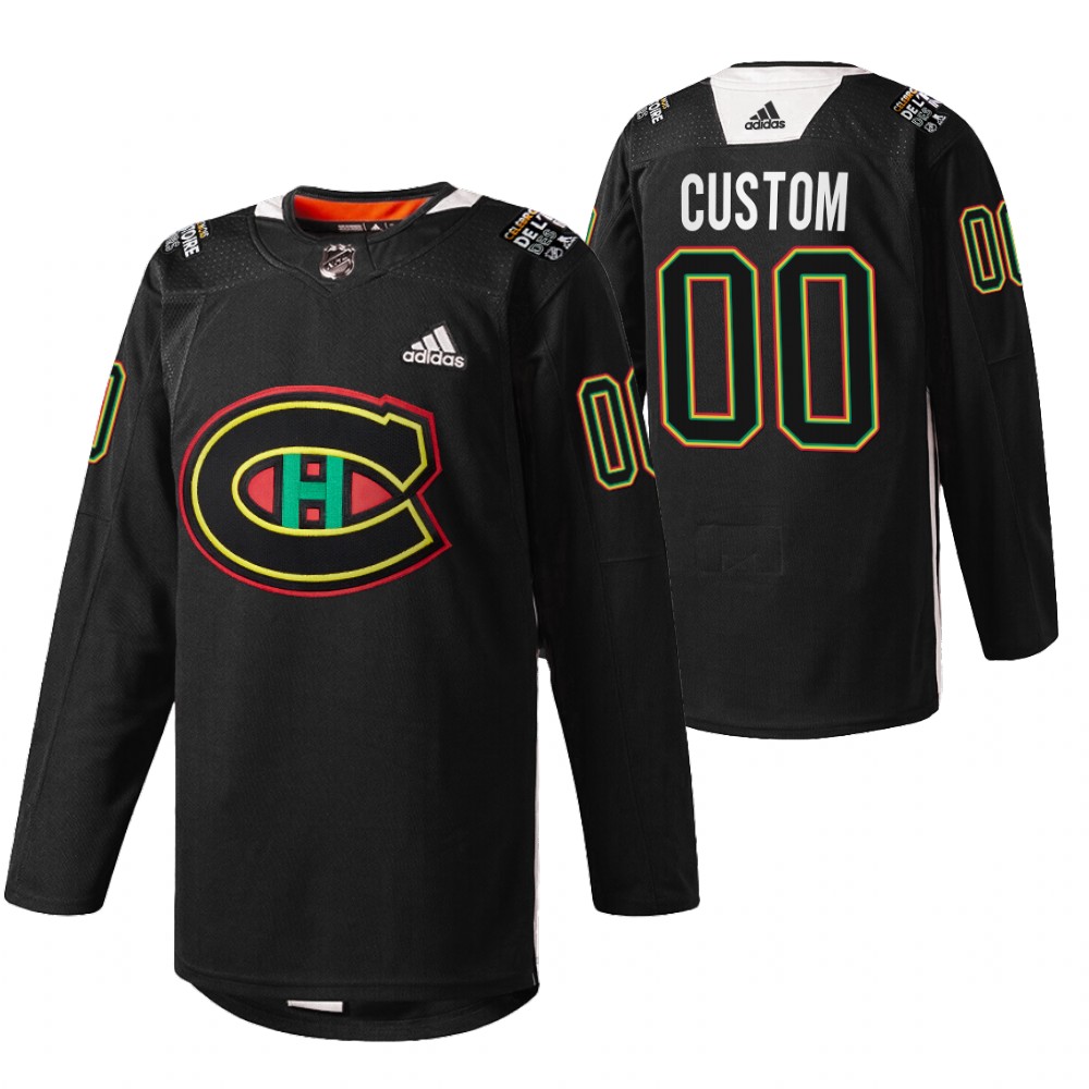 Custom Canadiens Black History Night Jersey Black Warmup