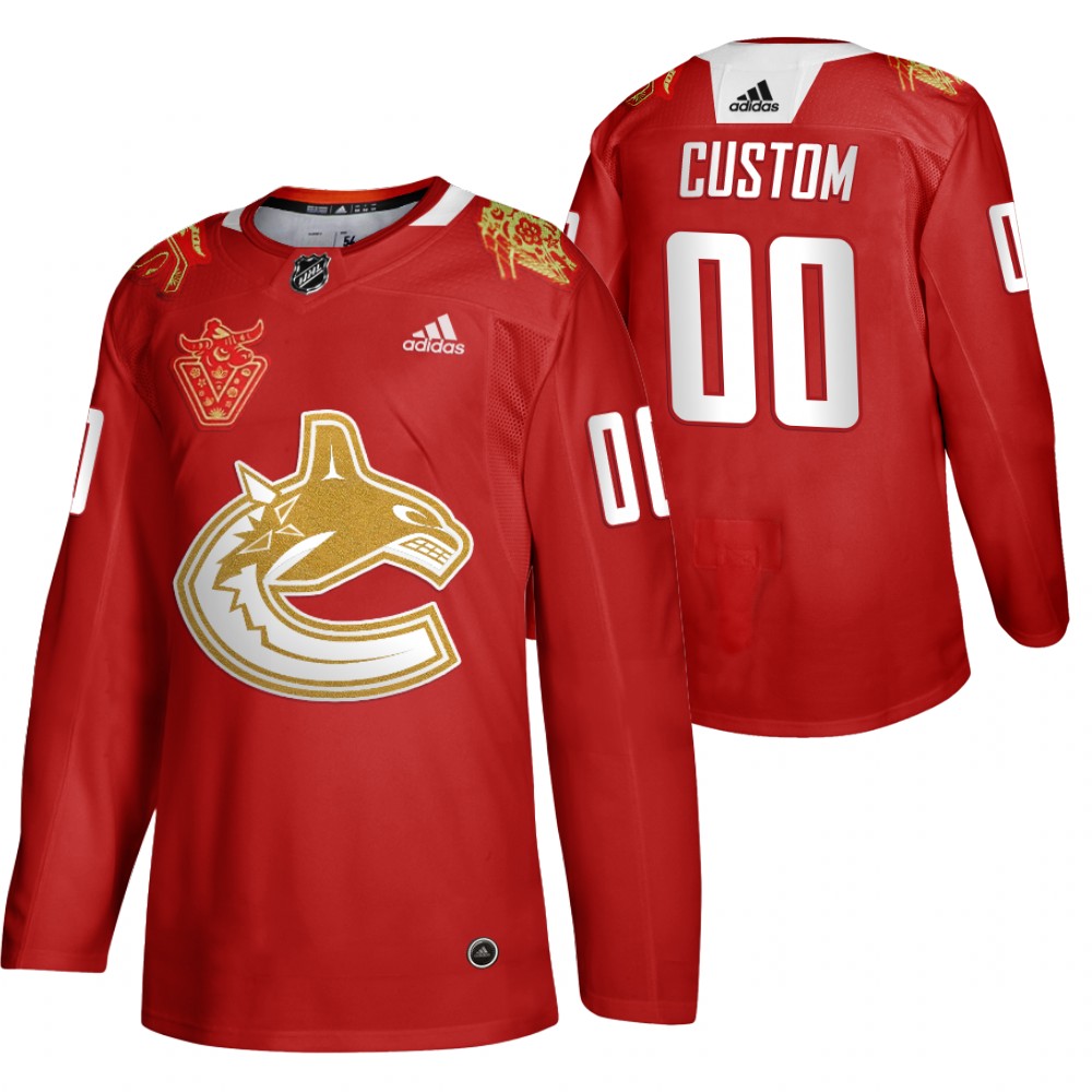 Custom Canucks 2021 Lunar OX Year  Red Special Jersey