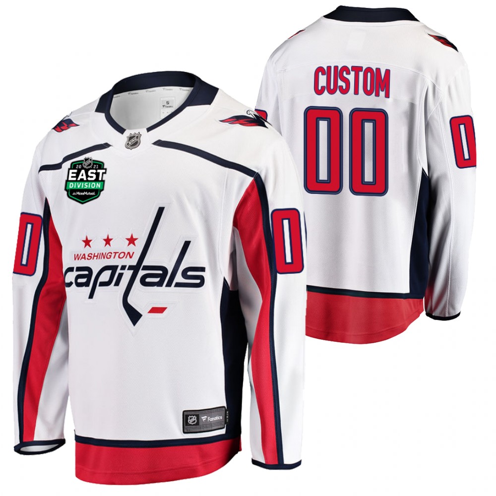 Custom Capitals 2021 East Division Patch Jersey White Away