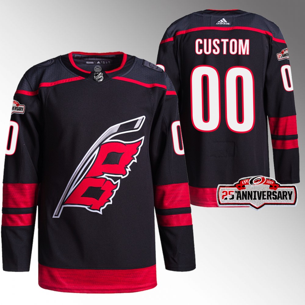 Custom Carolina Hurricanes 25th Anniversary Black 2022-23 Authentic Home Jersey