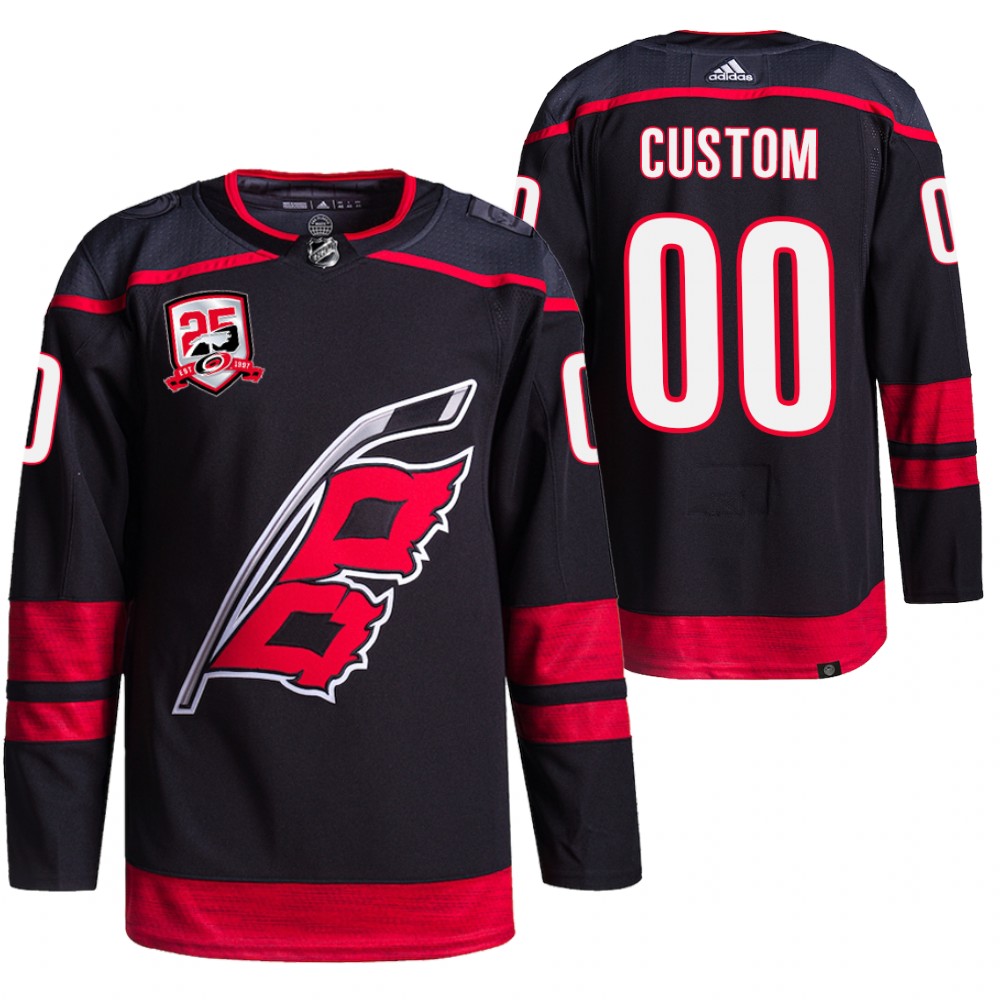Custom Carolina Hurricanes Black 25th Anniversary Logo Alternate Jersey
