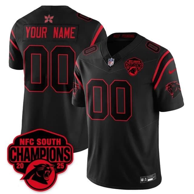 Custom Carolina Panthers Stranger Things NFC South Division Champions Vapor Limited Jersey - All Stitched Black