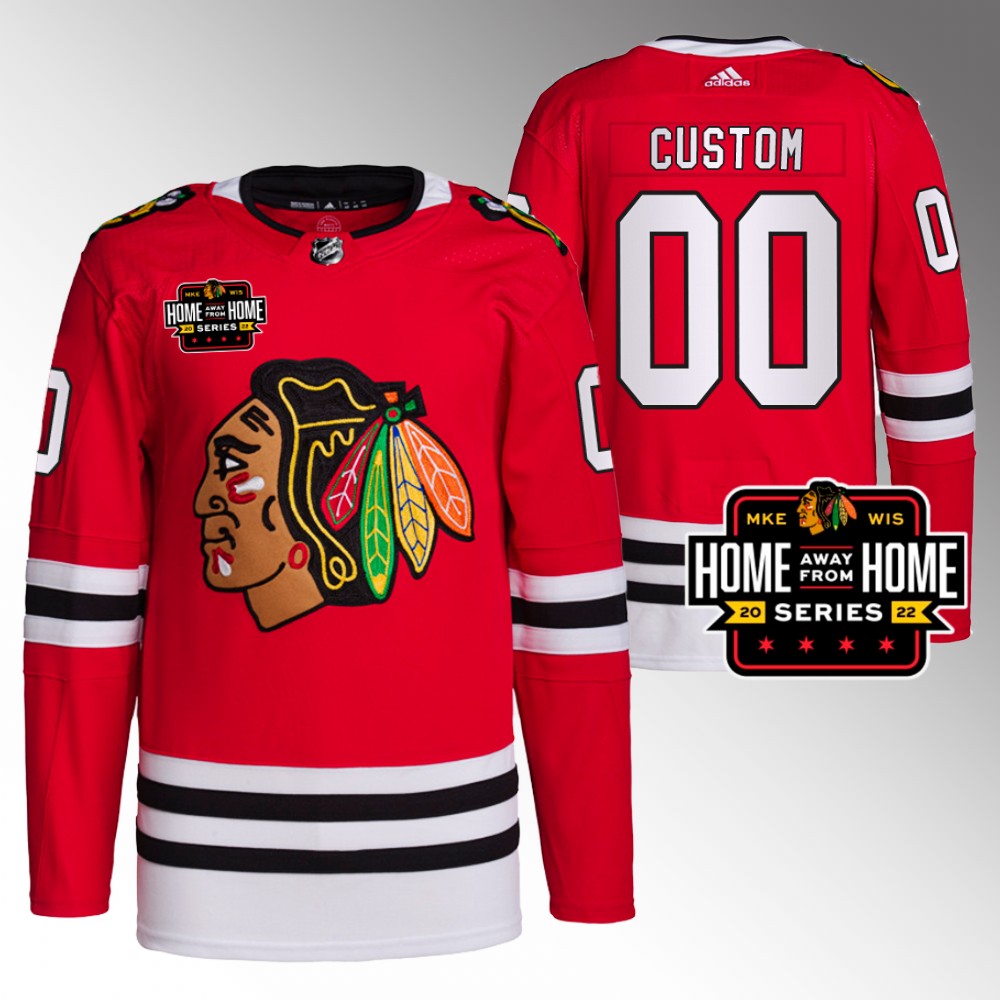 Custom Chicago Blackhawks Primegreen Red 2022 Milwaukee Home Away From Home Jersey