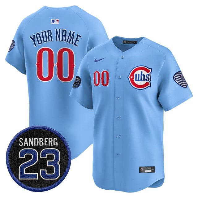 Custom Chicago Cubs 'Ryne Sandberg Tribute' Vapor Premier Limited Custom Jersey V2 - All Stitched  Blue