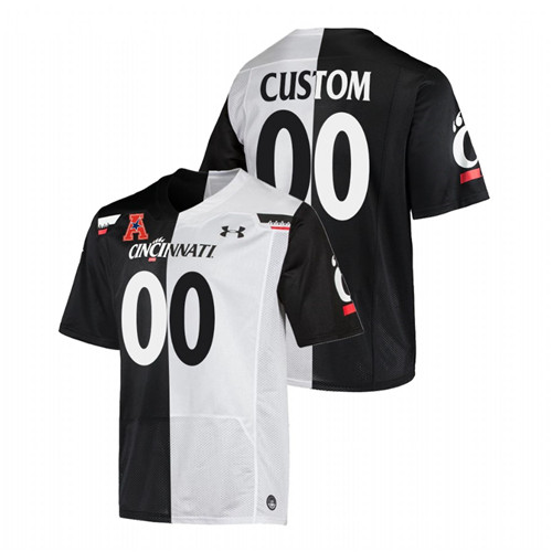 Custom Cincinnati Bearcats Black White 2021-22 Split Edition College Football Jersey