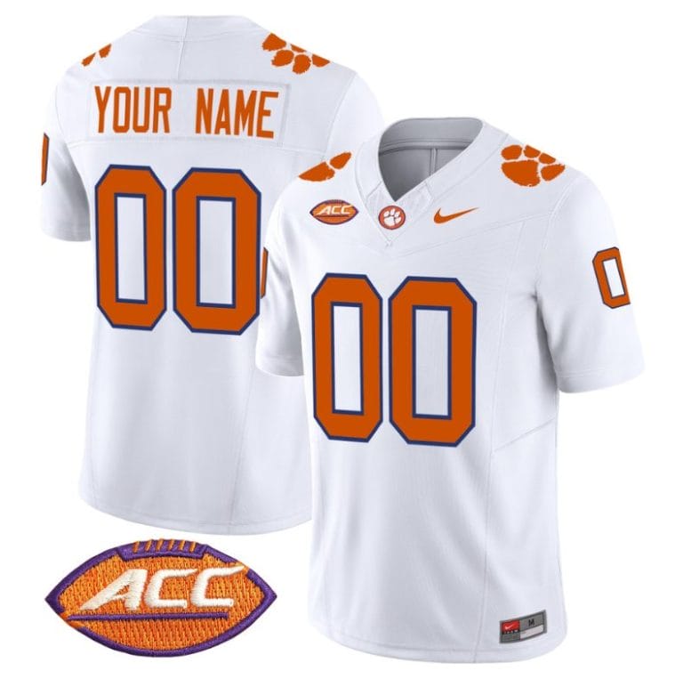 Custom Clemson Tigers Jersey Name and Number Vapor Limited ACC Patch College Football Stitched White