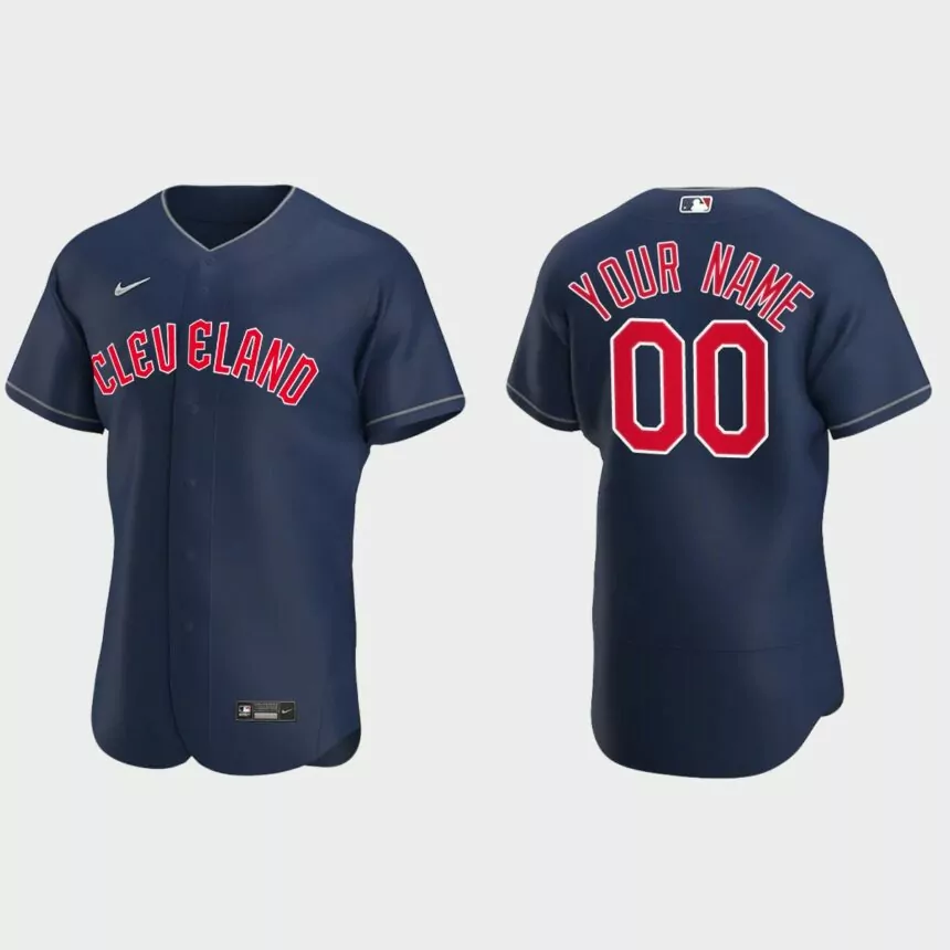 Custom Cleveland Guardians Authentic Alternate Jersey – Navy