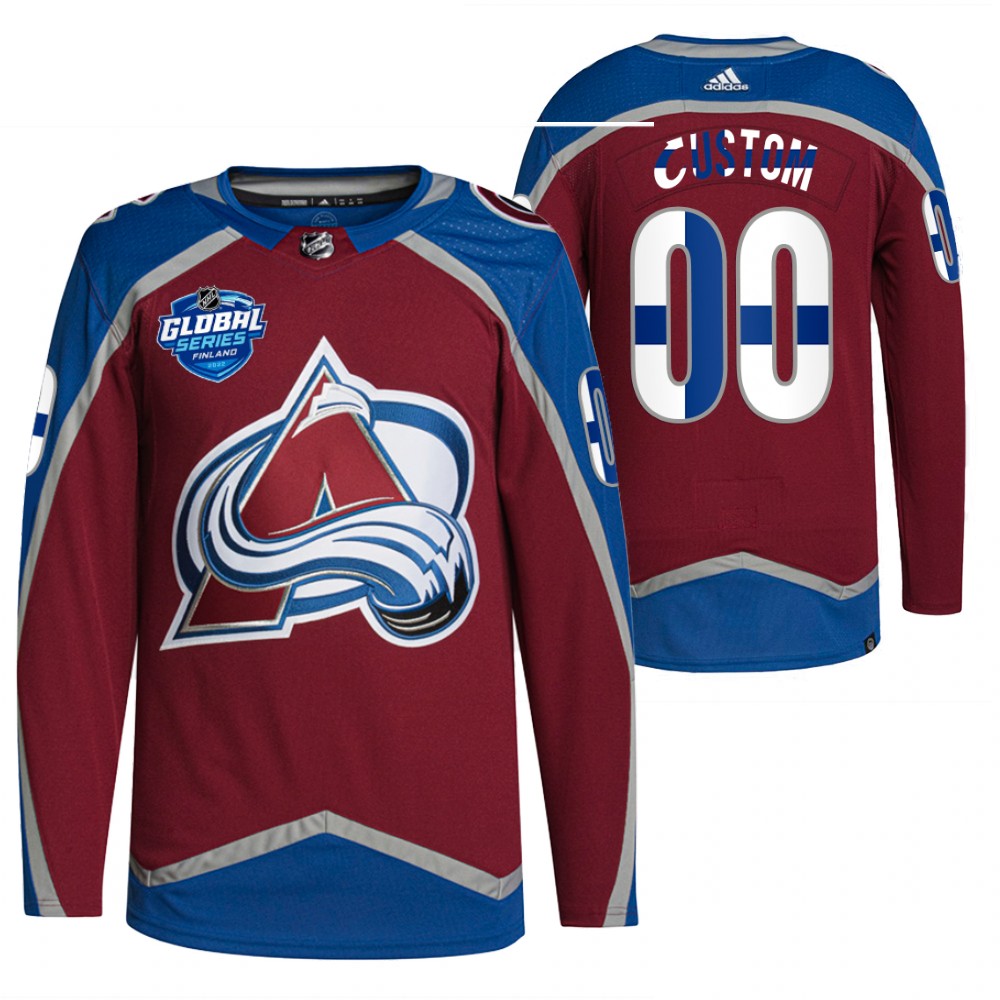Custom Colorado Avalanche Burgundy 2022 NHL Global Series Finland Edition Jersey