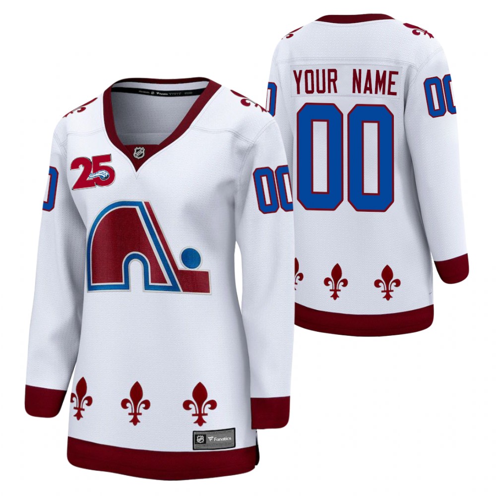 Custom Colorado Avalanche Reverse Retro White Women's Jersey 25th Anniversary