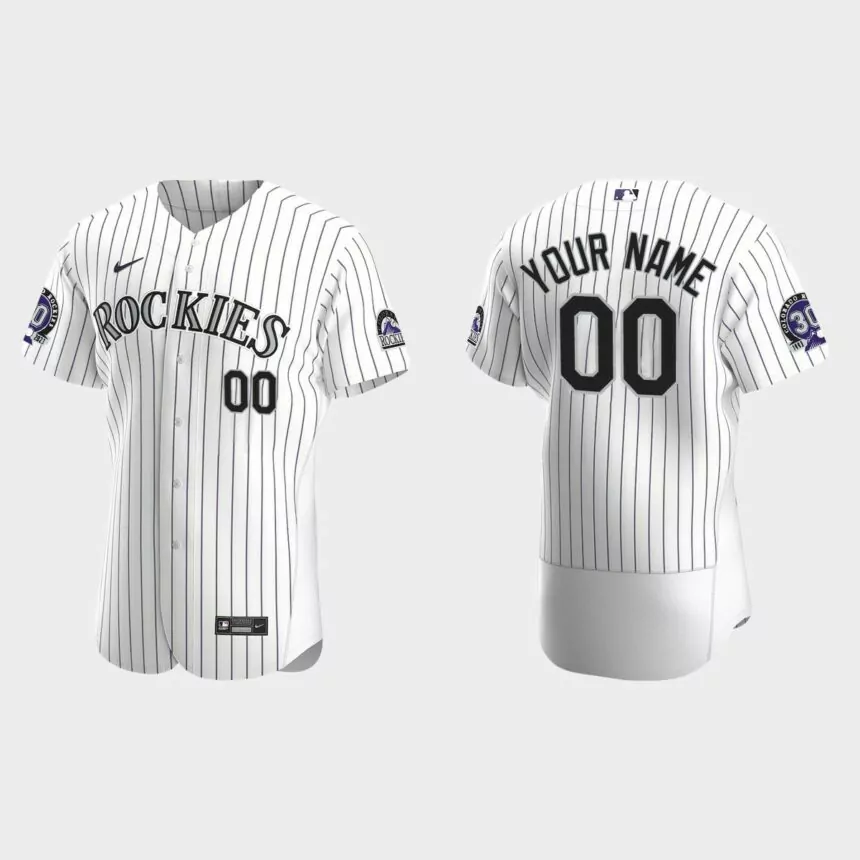 Custom Colorado Rockies 30th Anniversary Authentic Jersey – White Purple