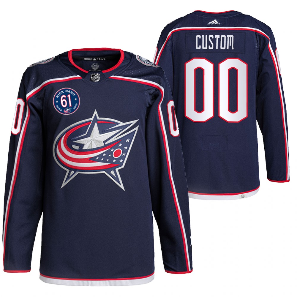 Custom Columbus Blue Jackets Navy Rick Nash 61 Patch 2022 Jersey Authentic Primegreen