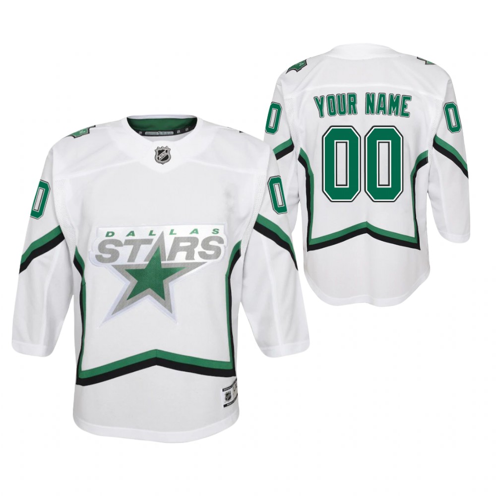 Custom Dallas Stars 2021 Reverse Retro White Youth Jersey Special Edition