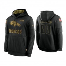 Custom Denver Broncos #00 Black 2020 Salute to Service Sideline Performance Pullover Hoodie