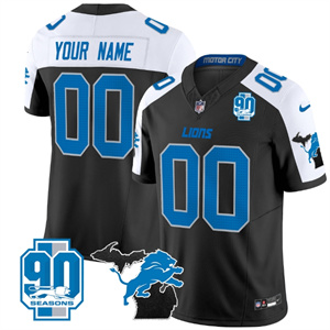 Custom Detroit Lions 2024 Michigan & 90th Year Patch Vapor Custom Jersey - All Stitched ALTERNATE