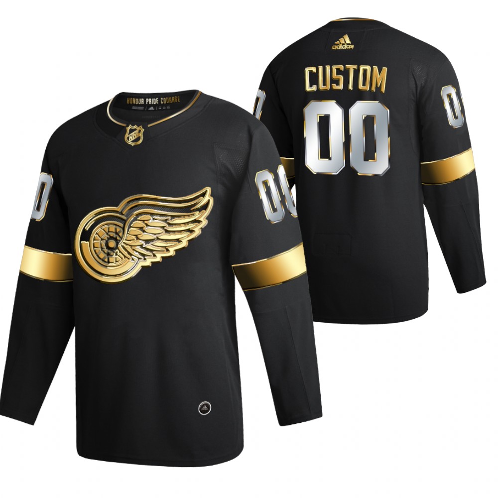 Custom Detroit Red Wings Black 2021 Golden Edition Jersey Limited Authentic