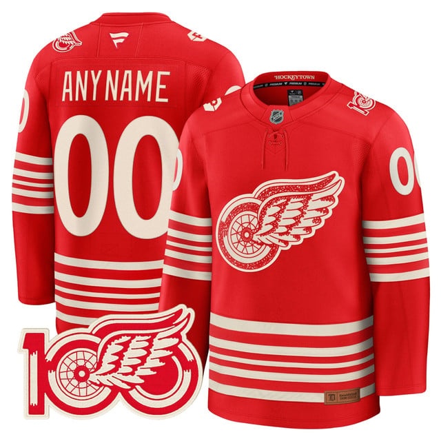 Custom Detroit Red Wings Centennial Season Premium  Jersey - All Stitched