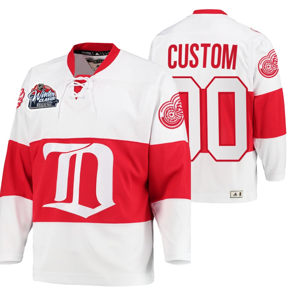 Custom Detroit Red Wings Winter Classic White Throwback Jersey