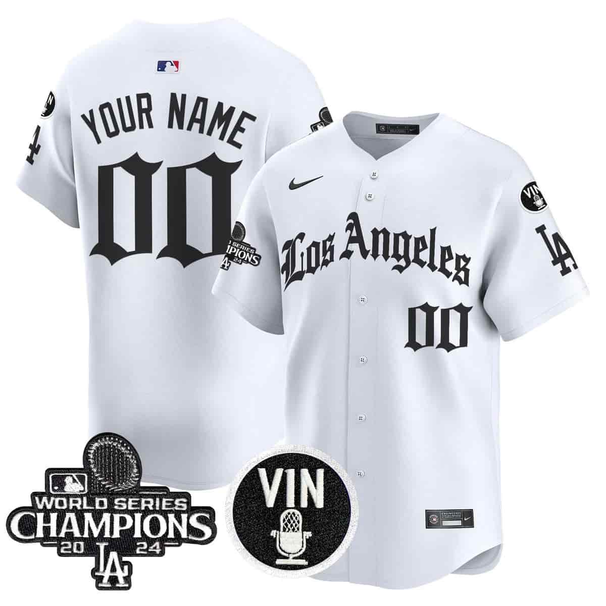 Custom Dodgers 2025 LA Gothic Style Vapor Premier Limited Custom Jersey - All Stitched  White