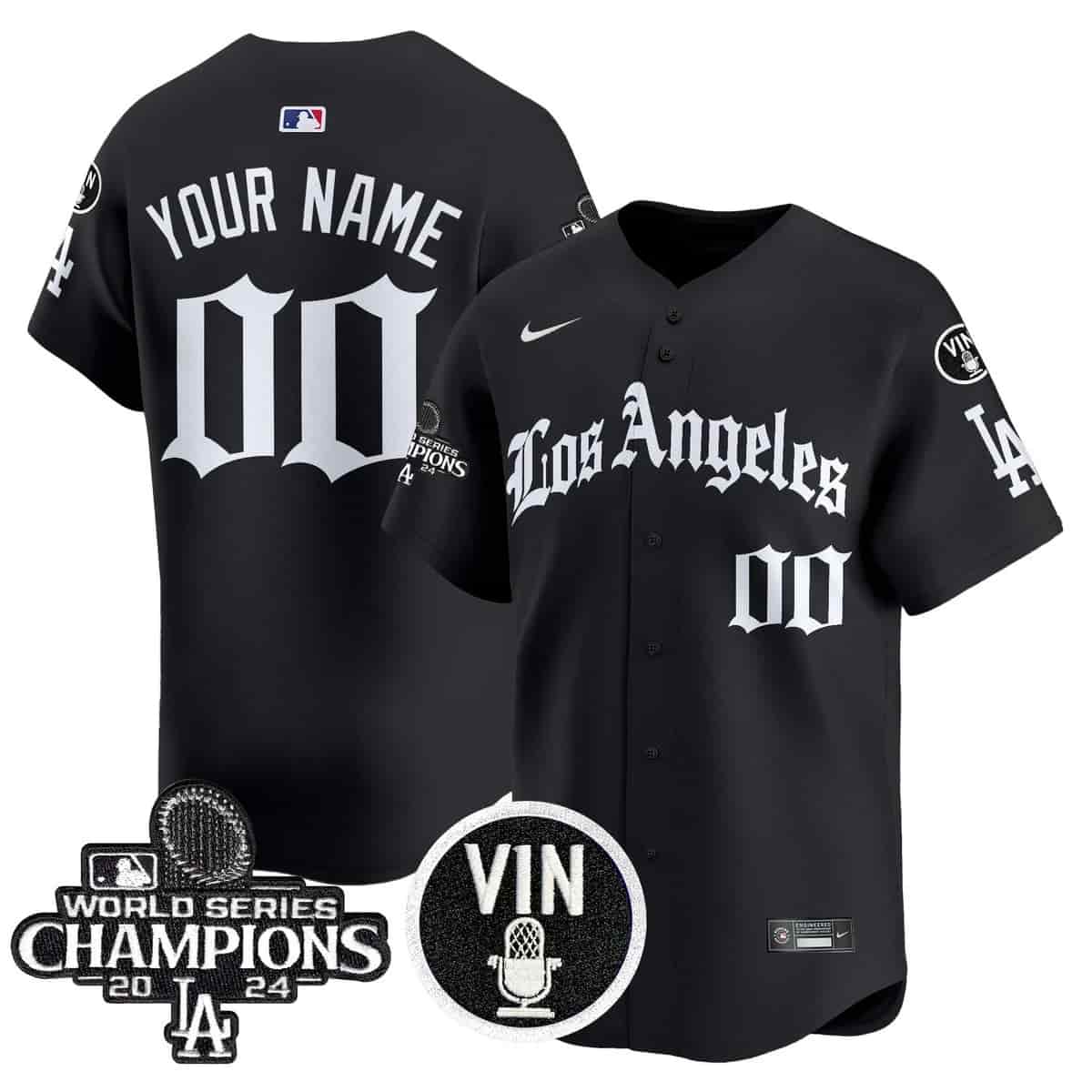 Custom Dodgers 2025 LA Gothic Style Vapor Premier Limited Custom Jersey - All Stitched Black