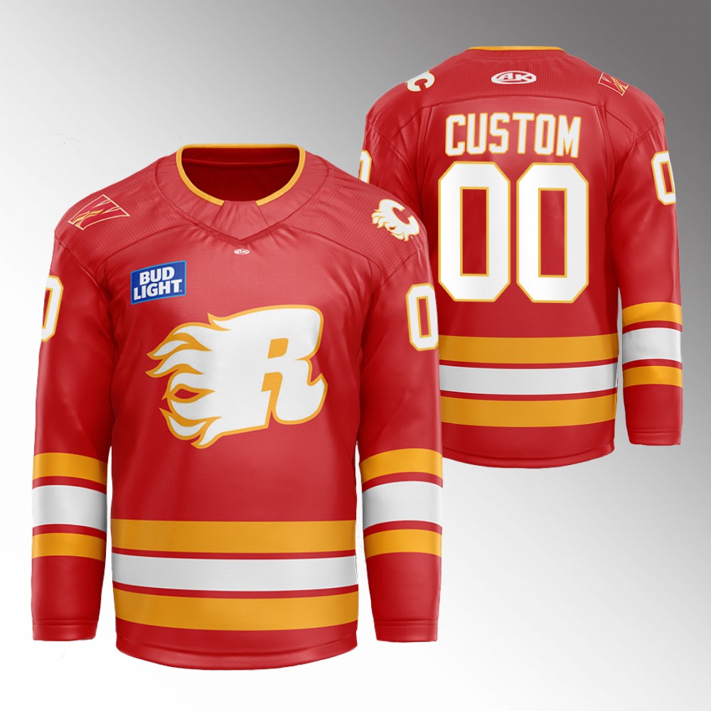 Custom Flames Flames X Rush X CGY Wranglers Jersey Red Warmup