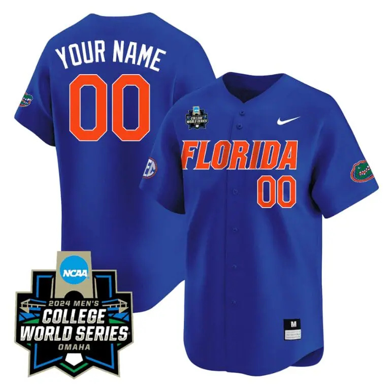 Custom Florida Gators Jersey 2024 College World Series Vapor Premier Limited NCAA Baseball Stitched Blue