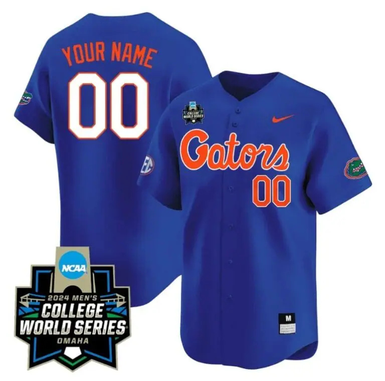 Custom Florida Gators Jersey 2024 College World Series Vapor Premier Limited NCAA Baseball Stitched Gators Blue