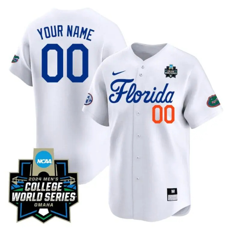 Custom Florida Gators Jersey 2024 College World Series Vapor Premier Limited NCAA Baseball Stitched White