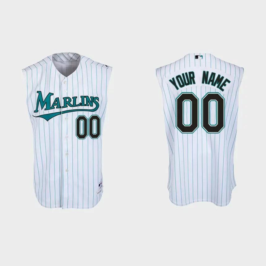 Custom Florida Marlins Throwback Jersey – White Teal