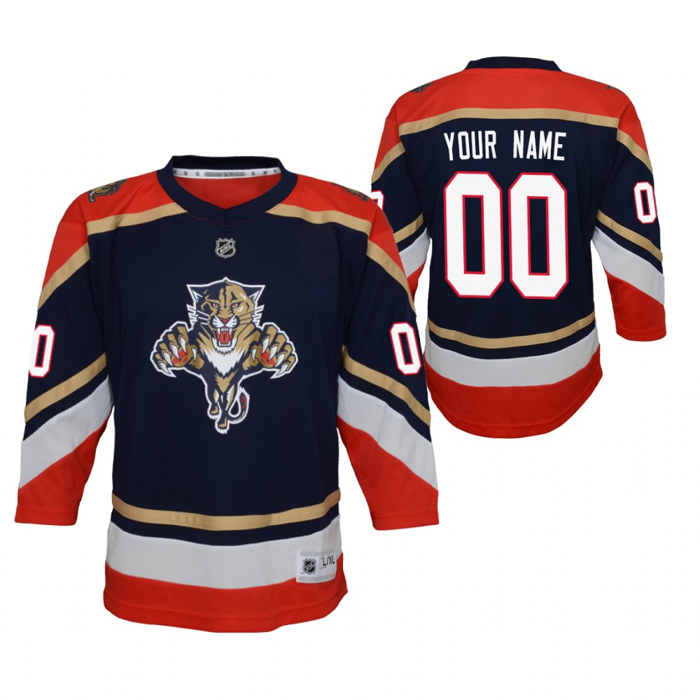 Custom Florida Panthers 2021 Reverse Retro Navy Youth Jersey Replica