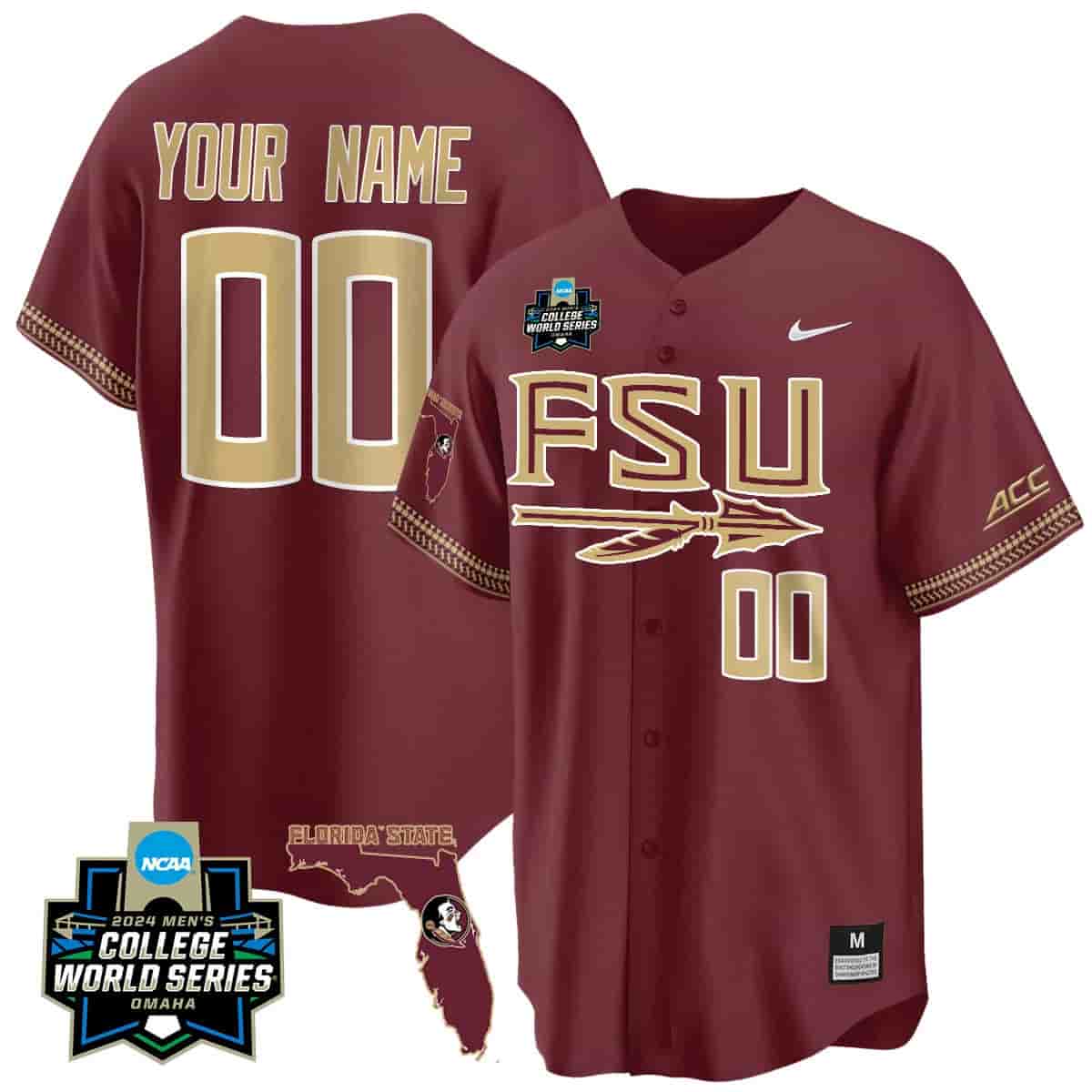 Custom Florida State Seminoles 2024 College World Series Vapor Premier Limited Jersey V2 - All Stitched Garnet 1