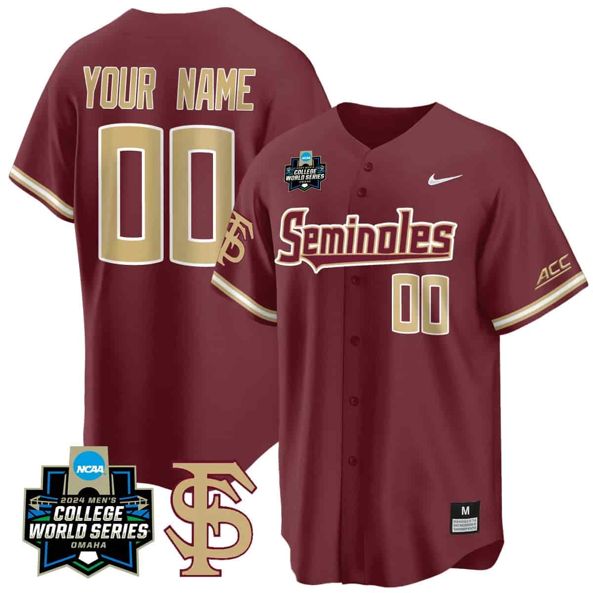 Custom Florida State Seminoles 2024 College World Series Vapor Premier Limited Jersey V2 - All Stitched Garnet