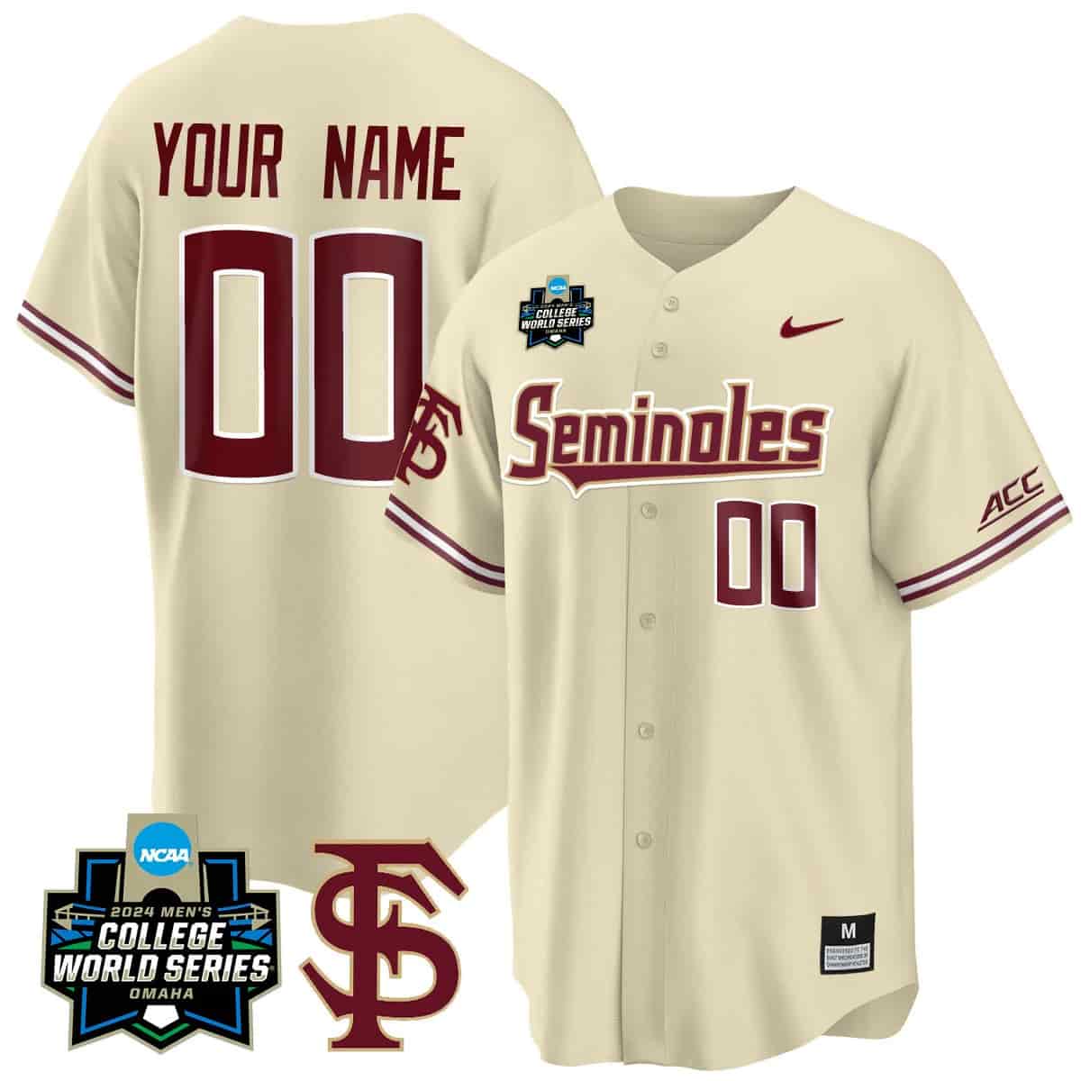 Custom Florida State Seminoles 2024 College World Series Vapor Premier Limited Jersey V2 - All Stitched Gold