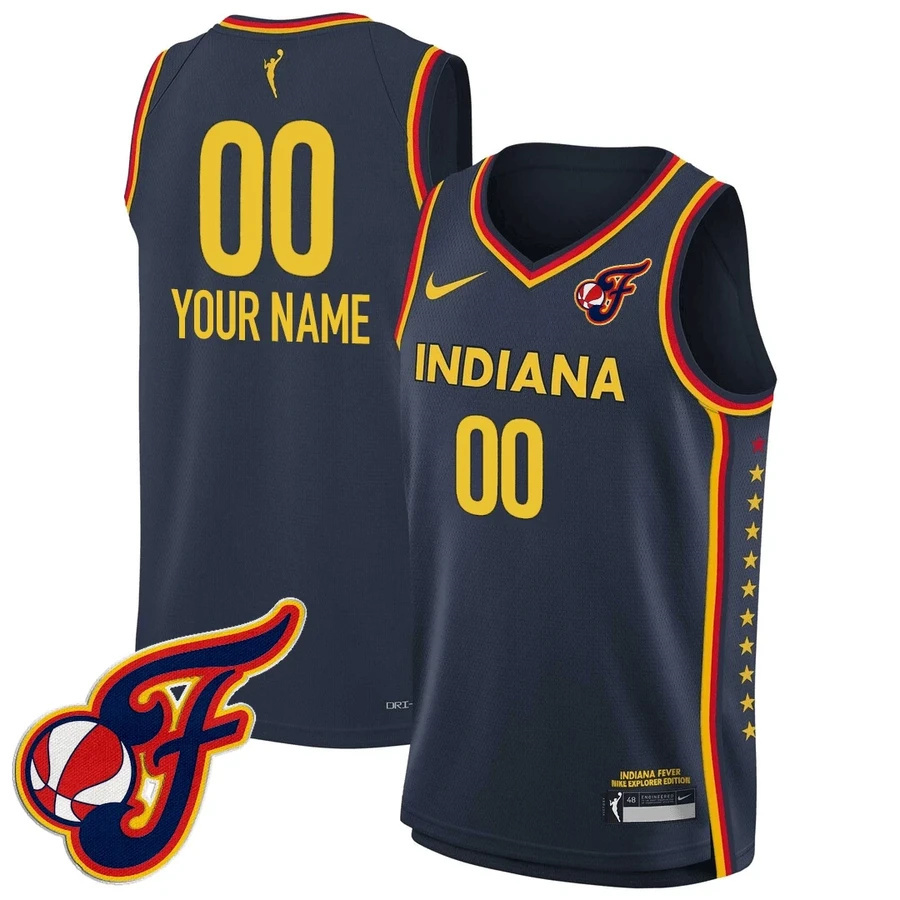 Custom GenderName Indiana Fever 2425 Jersey - Logo Patch Navy