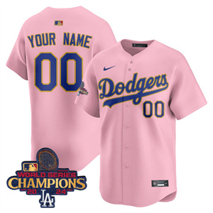 Custom GenderName Los Angeles Dodgers Gold 2025 Jersey - All Stitched Cherry Blossom
